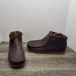 CLARKS Wallabee Shoes Brown Waxed Leather 21621 Men's Size 7.5